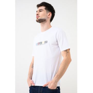 Tricou de bumbac organic cu imprimeu logo Jornantucket - Alb optic