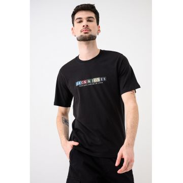 Tricou de bumbac organic cu imprimeu logo Jornantucket - Negru