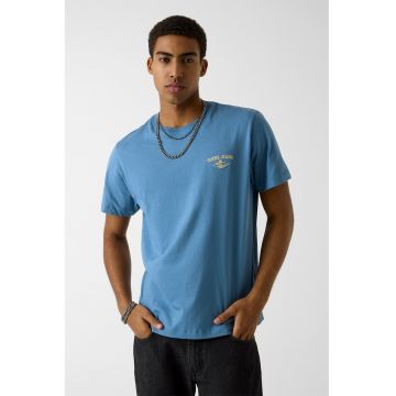 Tricou din bumbac cu broderie logo discreta - Albastru