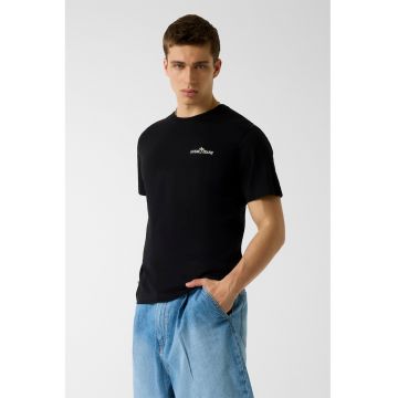 Tricou din bumbac cu broderie logo discreta - Negru