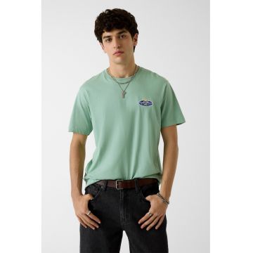 Tricou din bumbac cu broderie logo discreta - Verde
