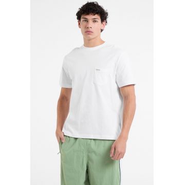 Tricou din bumbac cu buzunar pe piept - Alb