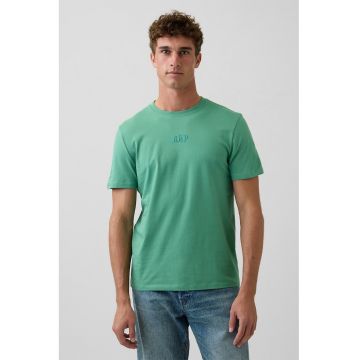 Tricou din bumbac cu decolteu la baza gatului