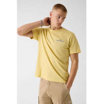 Tricou din bumbac cu imprimeu logo pe partea din spate - Galben