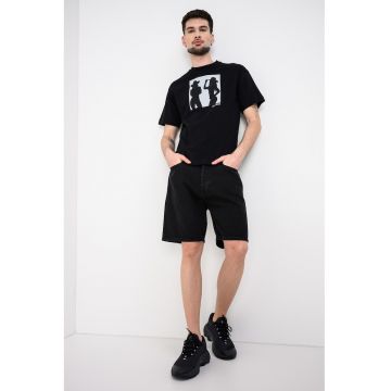 Tricou din bumbac cu imprimeu - Negru/Gri