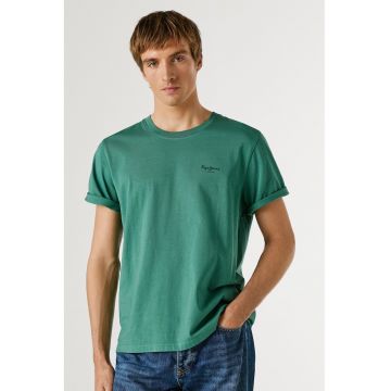 Tricou din bumbac cu logo discret Jacko - Verde smarald