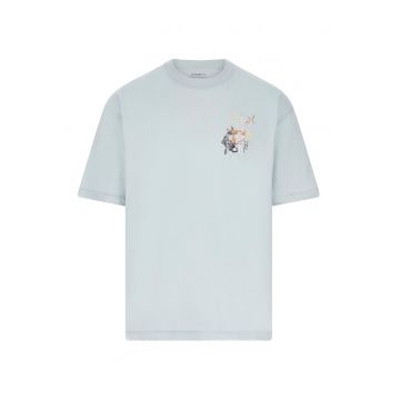 Tricou lejer de bumbac cu imprimeu - Verde menta