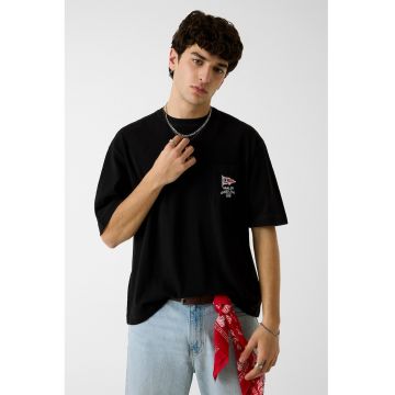 Tricou lejer din bumbac - Negru