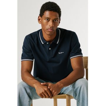 Tricou polo cu garnituri contrastante Carson - Albastru ultramarin