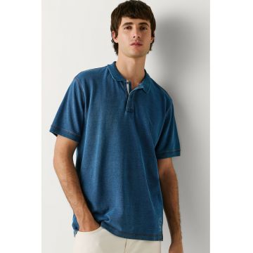 Tricou polo din bumbac Callum - Albastru paun