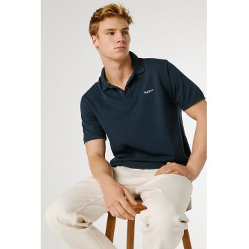 Tricou polo din bumbac cu logo Oscar - Albastru ultramarin