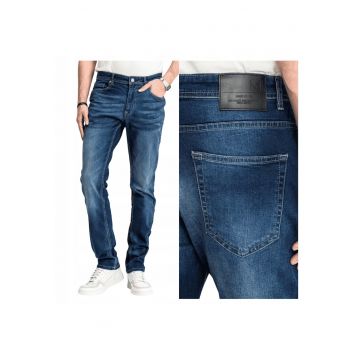 Blugi Barbati -  Felix - Straight Fit - Talie Inalta - Lungi - Fermoar - 5 Buzunare - Bumbac - W31-L30 US - Albastru