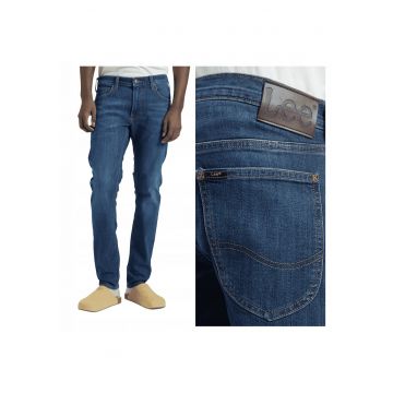 Blugi Barbati -  Luke - Slim Fit - Talie Medie - Lungi - Fermoar - 5 Buzunare - Bumbac - W34-L30 US - Albastru