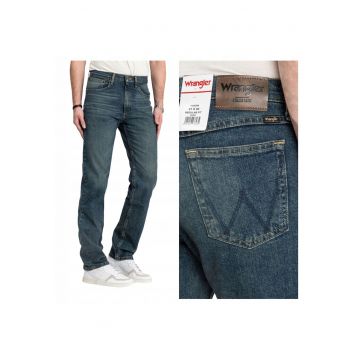 Blugi Barbati -  Regular - Straight Fit - Talie Medie - Lungi - Fermoar - 5 Buzunare - Bumbac - W32-L34 US - Albastru