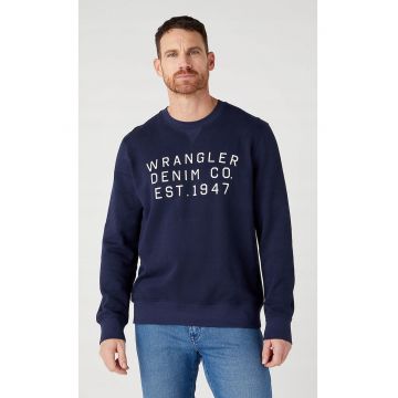 Bluza barbati  grafic Crew - bleumarin cu imprimeu alb - 100% bumbac