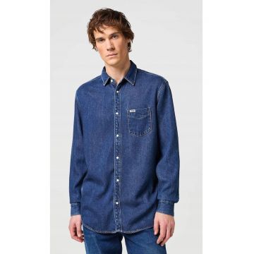 Camasa barbati -  1 buzunar - croiala regulata - bleumarin - denim