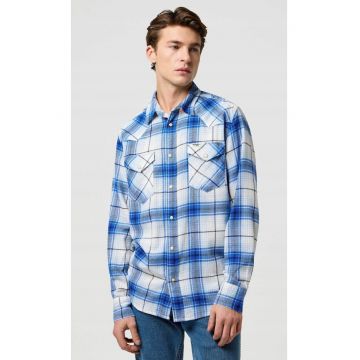 Camasa barbati -  camasa din bumbac - albastru - fermoar - maneca scurta