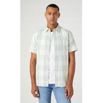 Camasa barbati -  model cu carouri - culoare albastru - maneca scurta - regular -