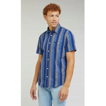 Camasa barbati -  model in dungi - regular fit - albastru - bumbac -