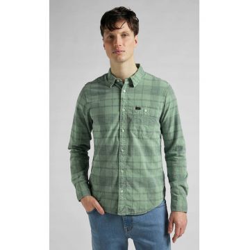 Camasa barbati -  model Leesure - verde - bumbac - maneca scurta - regular fit -