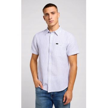 Camasa barbati -  model SS Leesure - dungi - alb - bumbac - maneca scurta - regular fit -