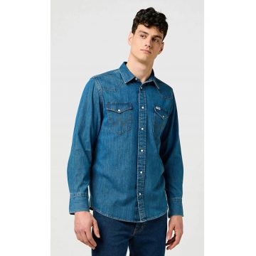 Camasa barbati  model Western - regular fit - 100% bumbac - albastru inchis (olive breeze)