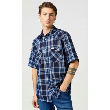 Camasa barbati -  SS WESTERN SHIRT - 2 buzunare - albastru - bumbac