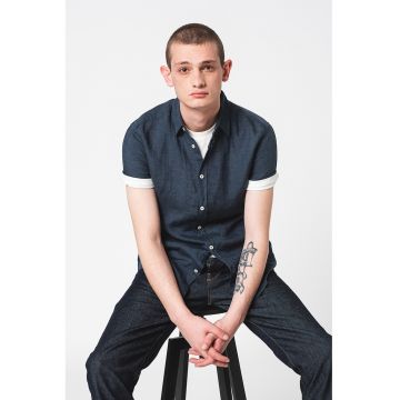 Camasa de in cu maneci scurte - Albastru inchis