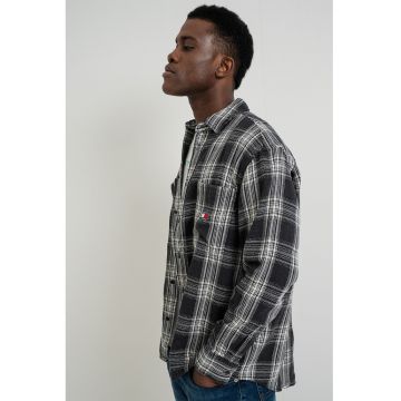 Camasa relaxed fit in carouri - Alb/Negru stins