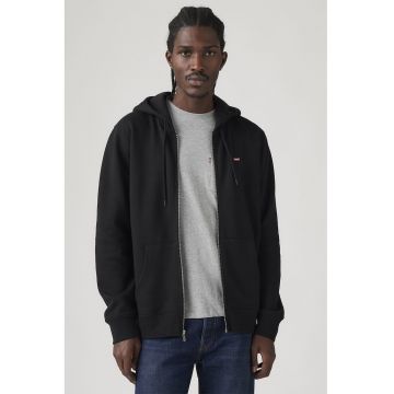 Hanorac cu fermoar si captuseala calduroasa - Negru