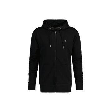 Hanorac regular fit cu fermoar Shield - Negru carbon