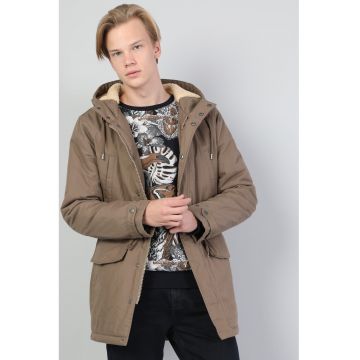 Jacheta parka cu gluga - Maro taupe