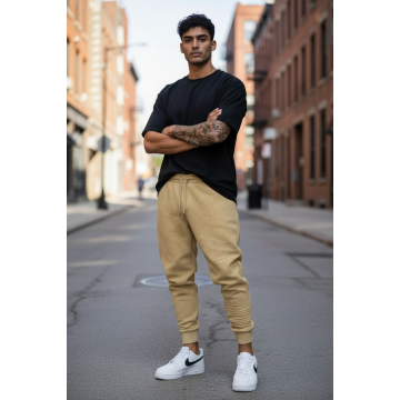 Pantaloni de trening cargo  maro   conici K041