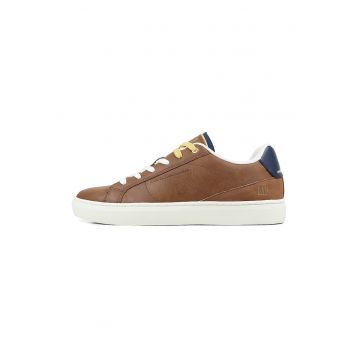 Pantofi sport low-cut piele ecologica cu sireturi - Caramel