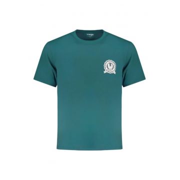 Tricou barbati cu logo si decolteu la baza gatului - Verde - Verde