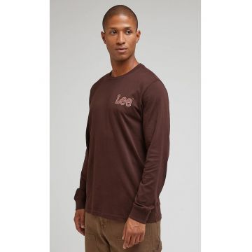 Tricou barbati  Essentials LS Tee - regular fit - bumbac 100% - maro cu logo rosu-alb