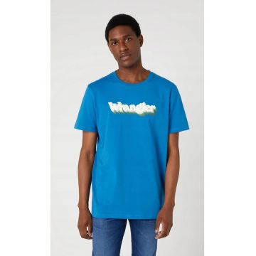 Tricou barbati -  Graphic Tee - albastru - bumbac - logo holografic -