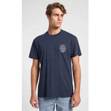 Tricou barbati -  relaxat - albastru - bumbac