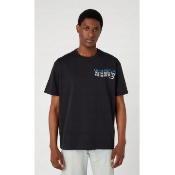 Tricou barbati -  Slogan Tee - supradimensionat - negru - bumbac -