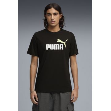 Tricou cu decolteu la baza gatului si imprimeu logo Essentials 2 - Alb/Negru/Galben pal