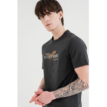 Tricou cu imprimeu logo - Alb/Maro deschis/Gri antracit