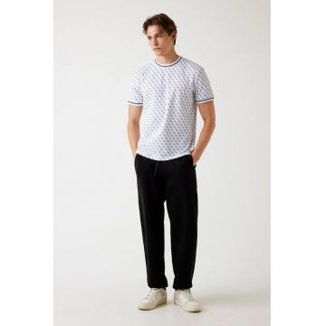 Tricou cu monograma - pentru fitness - Alb/Albastru