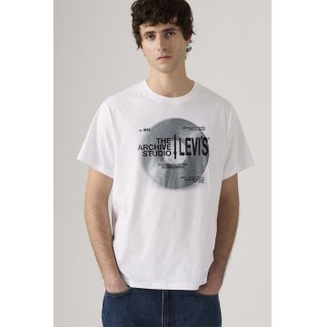 Tricou de bumbac cu decolteu rotund - Alb/Negru/Gri