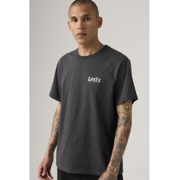 Tricou de bumbac cu decolteu rotund - Alb/Negru