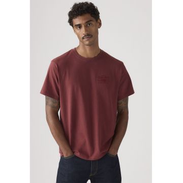 Tricou de bumbac cu decolteu rotund - Rosu inchis