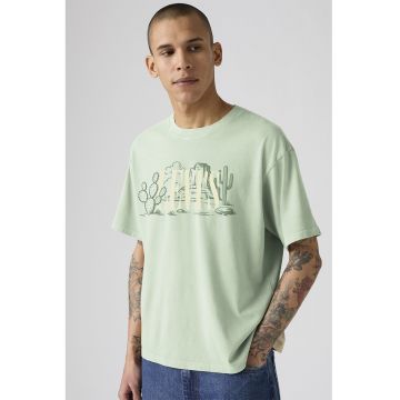 Tricou lejer din bumbac cu imprimeu - Verde pal