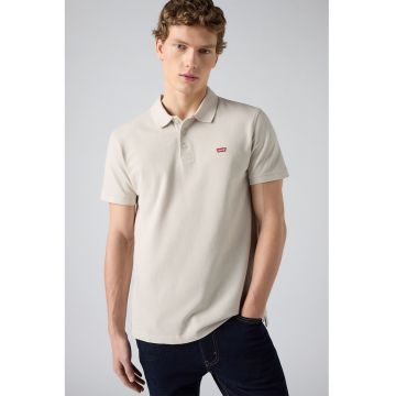 Tricou polo uni de bumbac - Alb fildes