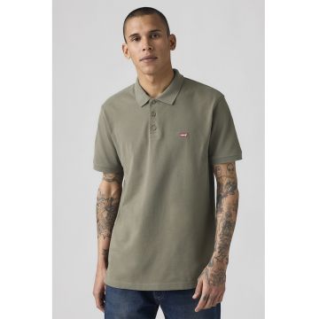 Tricou polo uni de bumbac - Kaki inchis