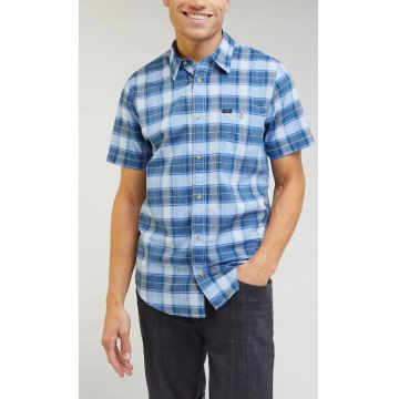 Tricou  SS Leesure - croiala regulata - nuante de albastru - bumbac -