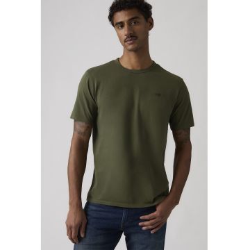 Tricou uni de bumbac cu aplicatie logo discreta - Kaki inchis -